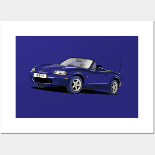 Mazda MX-5 Roadster in dark blue. Posters and Art